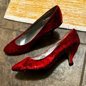 Ruby red slippers covered in sequins just in time for Halloween!